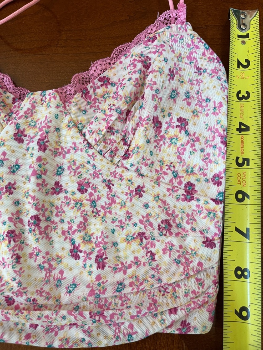 Princess Polly Pink Floral Lace-Trim Crop Top - Picture 3 of 4